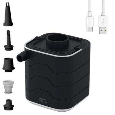 Imagem de MUMAPI Mini-bomba de ar portátil elétrica para infláveis, anéis de natação, almofadas de dormir, sacos de vácuo, colchão, fogueira de acampamento e iluminação externa (preto)