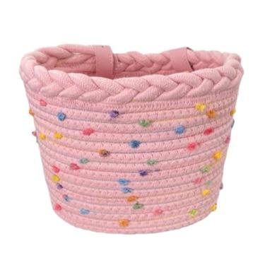 Imagem de menolana Cesta de bicicleta infantil com alças ajustáveis, cesto de bicicleta infantil com corda de tecido para meninos e meninas, parques ao ar livre, Rosa