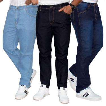 Imagem de KIT 03 Calça Jeans Masculina com Elastano Lycra NF - Almix, 48, 3 escu