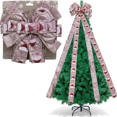 Imagem de Laço Decorativo Merry Christmas Ponteira árvore Natal 140cm - Gici Chr