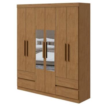 Imagem de Guarda-Roupas Solteiro Zeus 6 portas 4 gavetas - Móveis Lopas, Amendoa