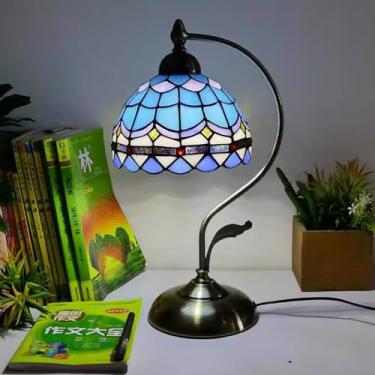 Imagem de Lâmpada De Mesa De Vidro Estilo Tiffany, De Vidro Colorido De Girassol, De Estilo Europeu Vintage, Adequada Para Iluminação Decorativa Em Quartos, estudo E Salas De Estar (Estilo 9)