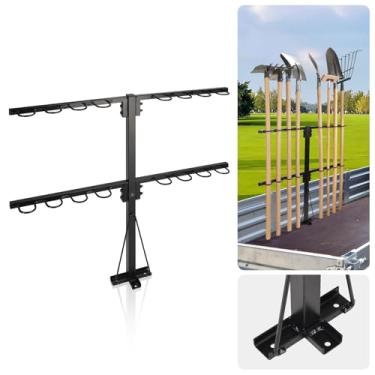 Imagem de AugFir Acessórios de reboque utilitários atualizados Rack de ferramentas de reboque com 8 furos para ferramentas, acessórios de reboque de paisagem para serviço pesado, base reforçada, suporte de pá