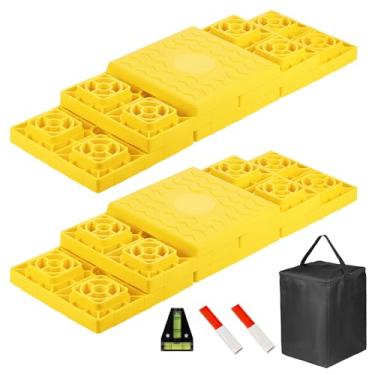 Imagem de SheeChung Pacote com 12 blocos de nivelamento para trailer, blocos de nivelamento de trailer, tampas superiores de blocos estabilizadores de trailer com bolsa de transporte e niveladores magnéticos de