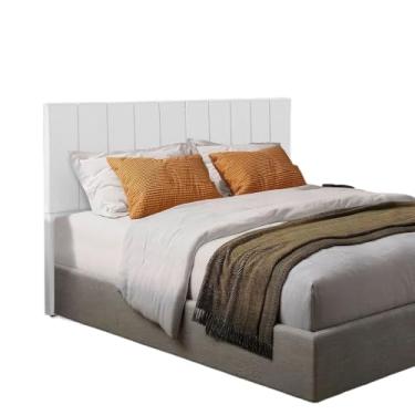 Imagem de Cabeceira de Cama Estofada Detalhes Com Pé(1,40,COURINO BRANCO)