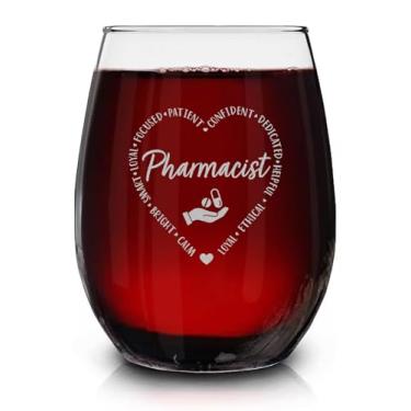 Imagem de Lerime66 Taça de vinho sem haste gravada farmacêutica - adorável presente de formatura - taça de vinho para estudantes de farmacêutica - presentes de agradecimento para mulheres amigas graduadas