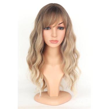 Imagem de Peruca SYMEIW Ombre Dirty Blonde Wavy Medium Long para mulheres