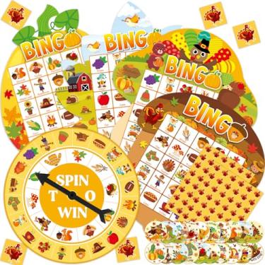 Imagem de Cartas de jogo de bingo de outono para adultos, 24 jogadores, jogos de festa de outono, colheita, cartas de bingo com adesivos para toca-discos, conjunto de jogos de ação de graças para escola, sala