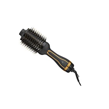 Imagem de Escova Secadora Oval com Cabo Giratório, 3 Ajustes Temperatura + Ar Frio - Revestimento Cerâmico 1200w-220v Dourada Essenza – EB088