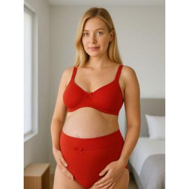 Imagem de Conjunto de Pós Parto Sutiã com Clique de Amamentação e Calcinha Cós A