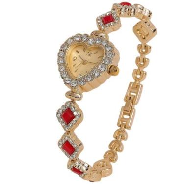 Imagem de Relogio de Pulso Pequeno Brilhante Coração Vermelho Feminino - DHP