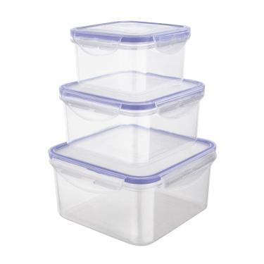 Imagem de Conjunto de Potes Herméticos Quadrados Euro Home PLA3666-AZ em Plástico – 3 Peças 