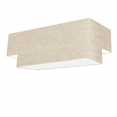 Imagem de Plafon Duplo Retangular Vivare Md-3071 Cúpula Em Tecido 80x40cm X 70x30cm - Bivolt Rustico-bege 127/220v
