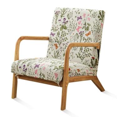 Imagem de SONNACH Capa de cadeira moderna de meados do século, capas de cadeira com detalhes elásticos com braços, capas de poltrona de leitura impressas laváveis para sala de estar (borboleta)