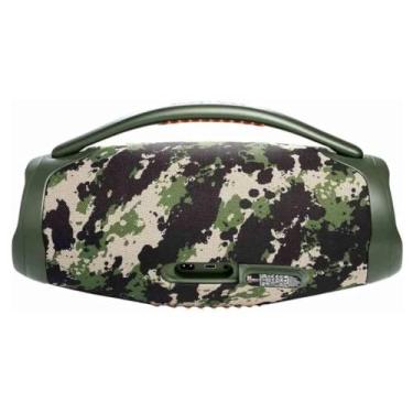 Imagem de Caixa de Som Bluetooth Portátil Estilo Boombox Prova da água, Bateria Recarregável, Design Camuflado, Com Alça para Transporte