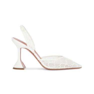 Imagem de Lhamo Latso Salto mule de malha slingback para mulheres com salto de 9 cm, Branco, 38
