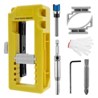 Imagem de FALESOUL Gabarito de dobradiça de porta, modelo de encaixe de dobradiça de porta, modelo de roteador de dobradiça de porta, kit de montagem de dobradiça de porta serve para dobradiças de porta com