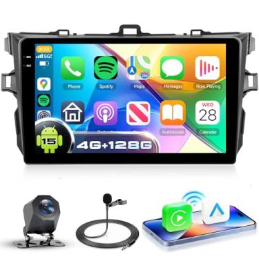 Imagem de Rádio automotivo 4G + 128G Android 15 para Toyota Corolla 2009-2013, sem fio CarPlay Android Auto, tela sensível ao toque HD de 22 cm, estéreo automotivo com GPS, WiFi, Bluetooth 5.0, FM, 32 EQ, SWC