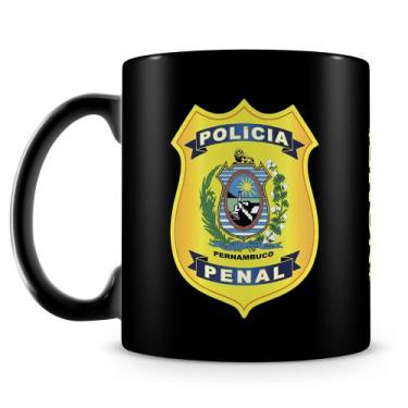 Imagem de Caneca de Cerâmica Polícia Penal de Pernambuco 100% Preta com Nome - 3