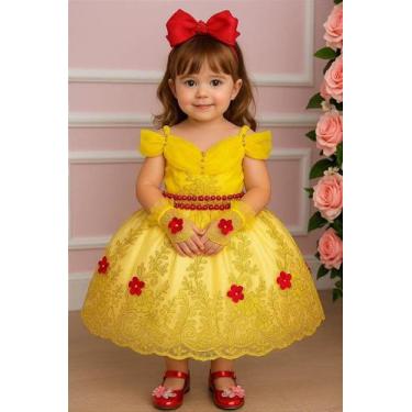 Imagem de Vestido Bela e a Fera Princesa Realeza - Tecido Misto com Forro - Fabu