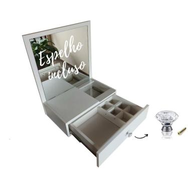 Imagem de Penteadeira juliette de parede com gaveta e tampo de vidro