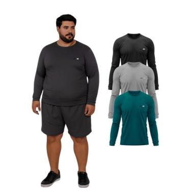 Imagem de Kit 3 Camisetas Manga Longa Com Proteção UV FPS50 Plus Size - Roger, G
