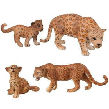 Imagem de Conjunto de bonecos Leopard Family 4 peças em PVC Educational Kids 3+ 