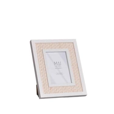 Imagem de Porta Retrato Hana Branco/Palha 10X15 Mdf