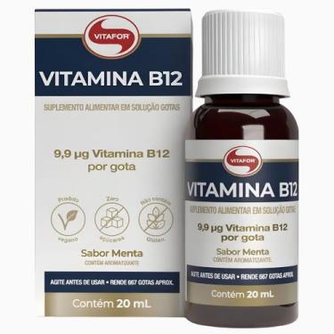 Imagem de Metilcobalamina gotas vitafor 9,9mcg 20ml vitamina b12 menta