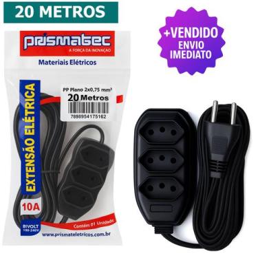 Imagem de Extensão Elétrica Multiuso 3 Tomadas 20 Metros Padrão Novo 10A Cabo Re