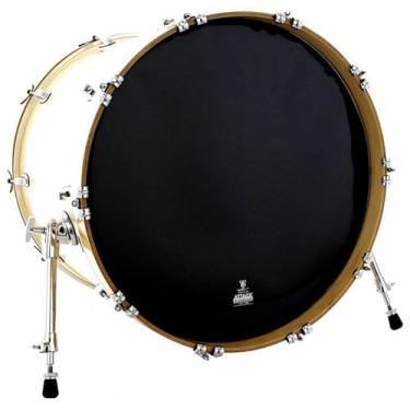 Imagem de Pele Attack Drumheads Terry Bozzio Signature Thin Black Resonant 22 Resposta Preta de Bumbo TBBL22