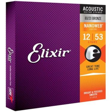 Imagem de Encordoamento .012 Elixir 11052, para Violão Aço, Light Bronze 80/20 Nanoweb