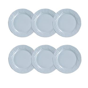 Imagem de Prato de sobremesa em porcelana, modelo Ondas, Ø 21 cm, Germer, Azul