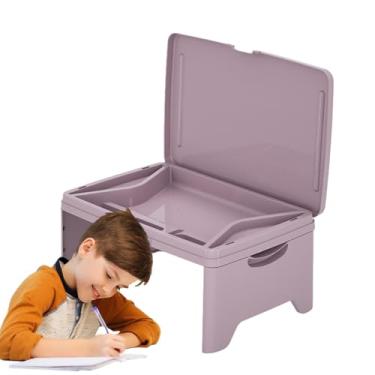 Imagem de Suporte de mesa dobrável para laptop - bandeja de colo para mesa de cama | Altura e ângulo ajustáveis | Bandeja de colo para cama de jantar | Bandeja de mesa portátil multifuncional para assento de