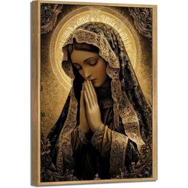Imagem de Quadro emoldurado de Virgem Maria, arte de parede, arte católica, espiritual, pôster impresso, mãe de Jesus, decoração de parede para altar, sala de estar, quarto, igreja, sala de oração, sala de