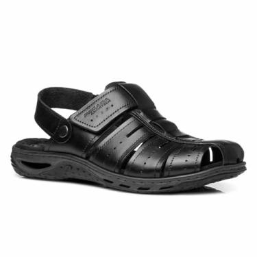 Imagem de Sandália Masculina De Couro Legítimo Amortech Pegada 131676 (Preto, BR, Adulto, Numérico, 40)