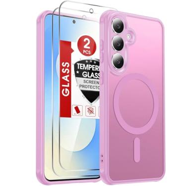 Imagem de LeYi Capa compatível com Samsung Galaxy S25-FE: [ ] [Mag-Safe Fit] com protetor de tela, película fosca translúcida de toque suave e proteção total para celular S25FE, rosa