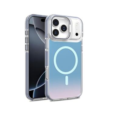 Imagem de LYJSMGZ Capa translúcida para iPhone 17Pro Max/17/17Pro/17Air, capa magnética à prova de choque antiamarelamento TPU macio policarbonato rígido combinação fina, roxo, 17Pro