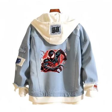 Imagem de Jaqueta jeans casual com impressão digital Marvel Black Spiderman