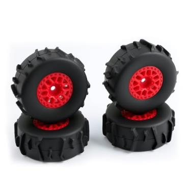 Imagem de BENMAZ 4Pcs RC Wheels & Tires Set Upgrades for ARRMA 1/14 Mojave GROM(Red)