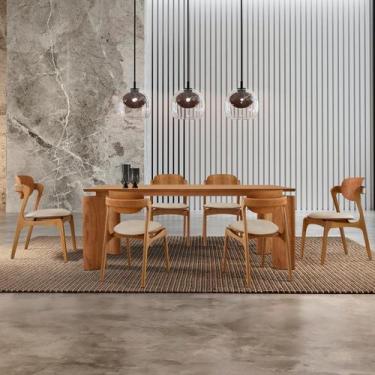Imagem de Mesa de Jantar Tokyo Tampo 180cm Madeira Laminado com 6 Cadeiras Celes