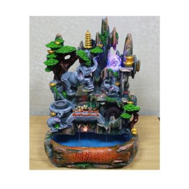 Imagem de XFNVXC Fonte decorativa interna de mesa fonte de água corrente ornamento de sala de estar com roda Feng Shui casa resina artesanato fonte de jardim casa