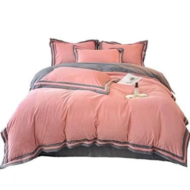 Imagem de AKALNNB Conjunto de cama de veludo de quatro peças, capa de colcha de pelúcia espessa de inverno, flanela coral de inverno