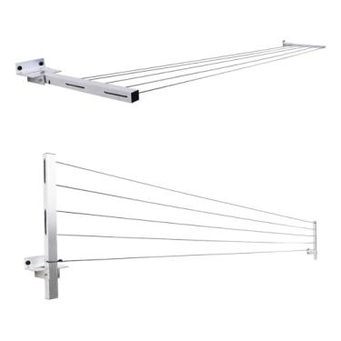 Imagem de Varal Retratil de Parede Dobrável Aluminio Reforçado Com Cabo de Aço