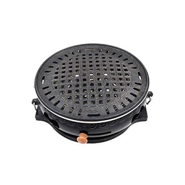 Imagem de Churrasqueira para churrasco, churrasqueira, churrasqueira a carvão sem fumaça, forno de ferro fundido, assadeira de pedra Maifan, interior e exterior, 5 estilos, 2 cores (cor: B, tamanho: 5)