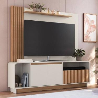 Imagem de Rack com Painel para Tv até 65 Polegadas Ripado Arizona / Arkansas Freijó/Off White