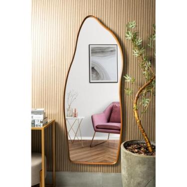 Imagem de Espelho Grande Orgânico Moldura Aluminio 115x60 Decorativo Sala Loja -