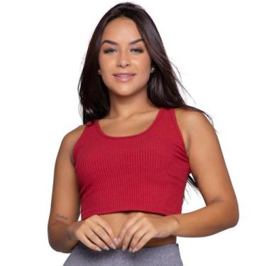 Imagem de Blusa Cropped Regata Canelado Vekyo Sem Mangas Blogueira Moda Casual F