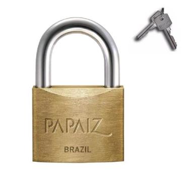 Imagem de Cadeado com Chave 35mm Latão Maciço Cromado Acetinado - 0100350 - PAPA