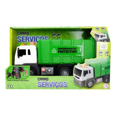 Imagem de Brinquedo Carro com Som e Luz Caminhão Coletor de Lixo - DM Toys - COM